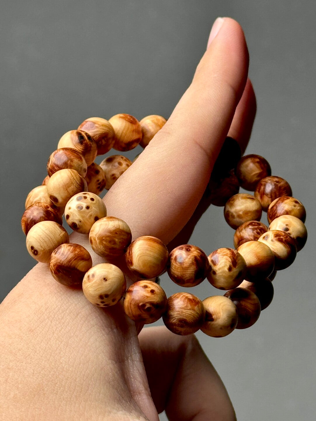 【太行崖柏·雀眼瘤疤】1.0圆珠手串·无油无胶无科技！