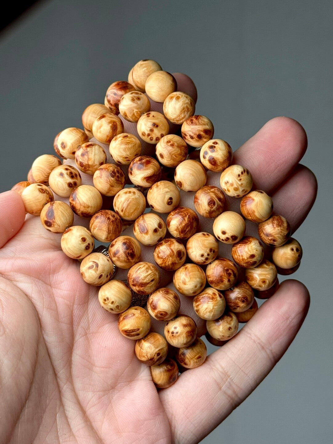 【太行崖柏·雀眼瘤疤】1.0圆珠手串·无油无胶无科技！