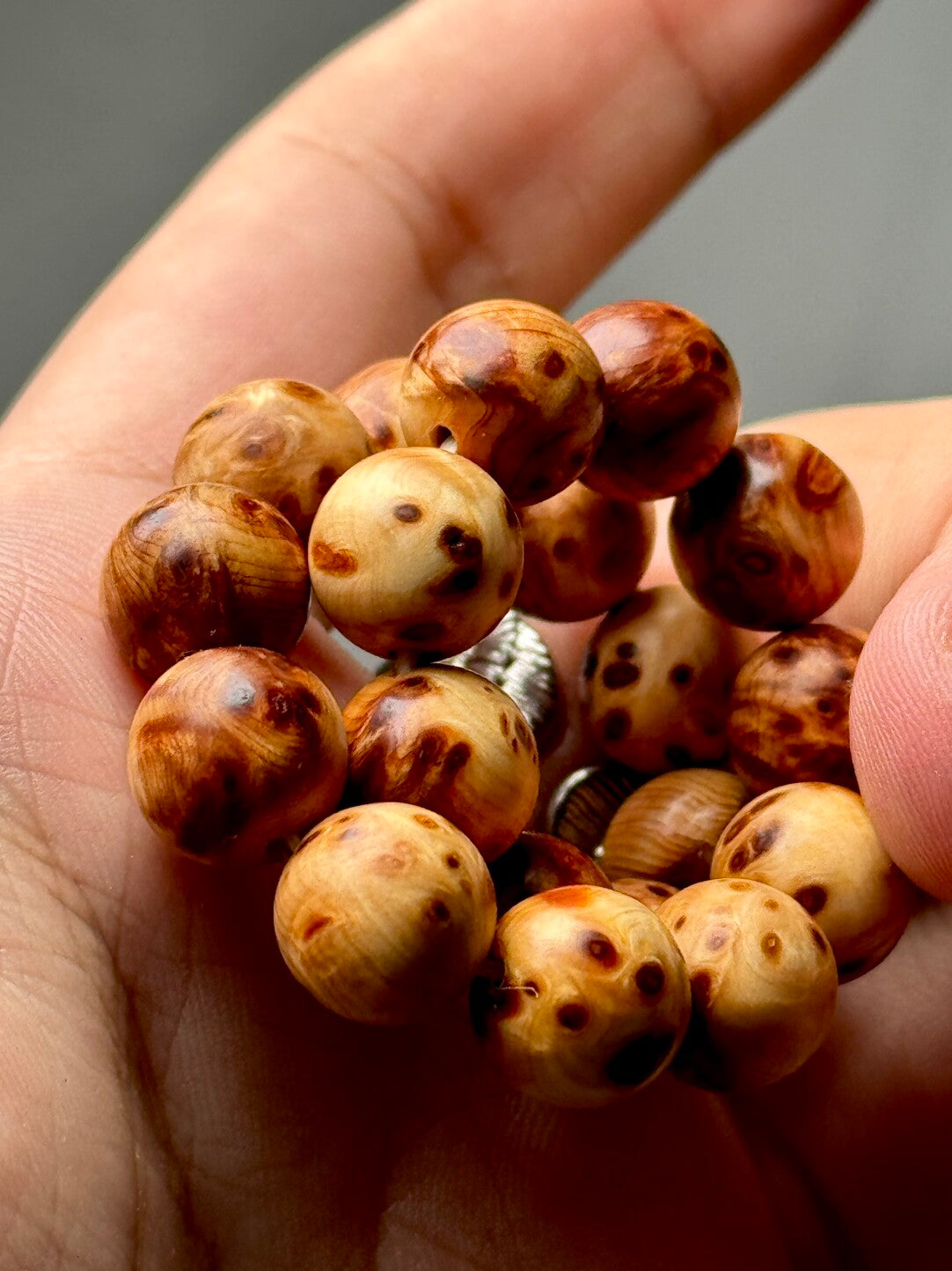 【太行崖柏·雀眼瘤疤】1.0圆珠手串·无油无胶无科技！