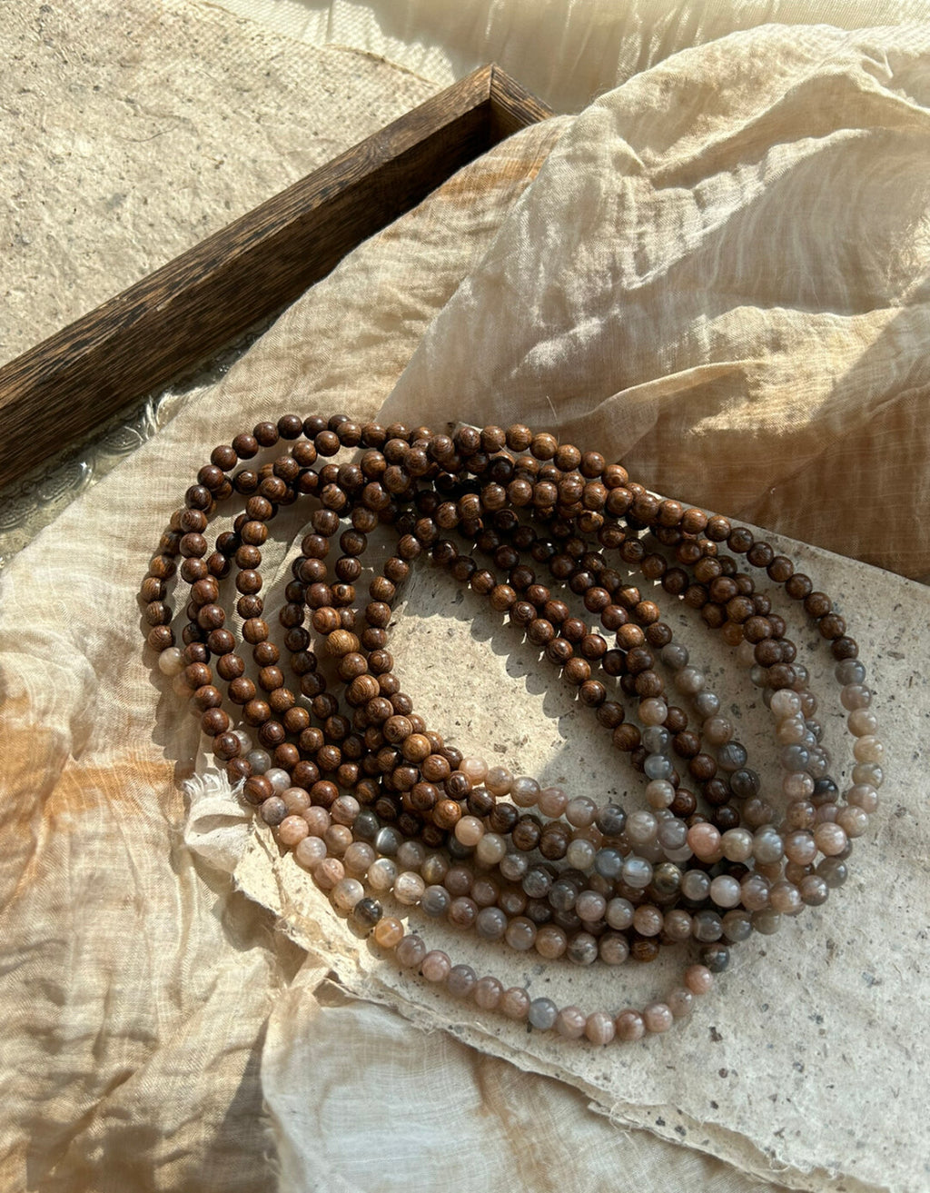 太阳·原创新中式金丝檀木太阳石天然石手串手链手作