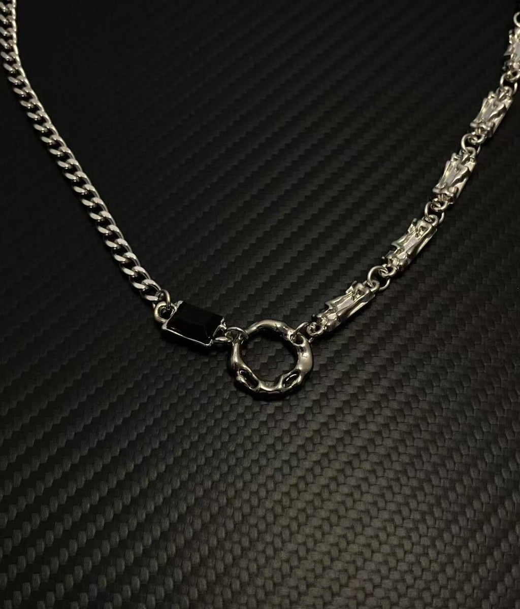 2025NEW美式cleanfit设计感小众潮牌拼接嘻哈高级感个性钛钢项链 · 不规则圆圈项链