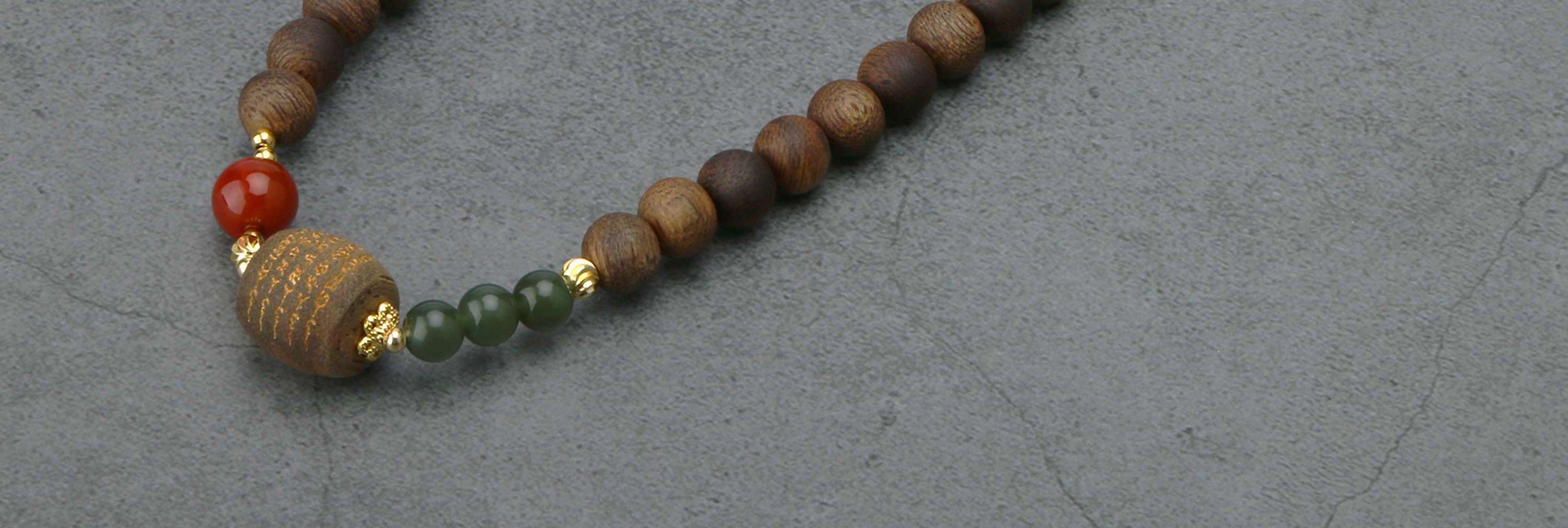 墨绿·朱砂·冷银 | 手作设计款手串